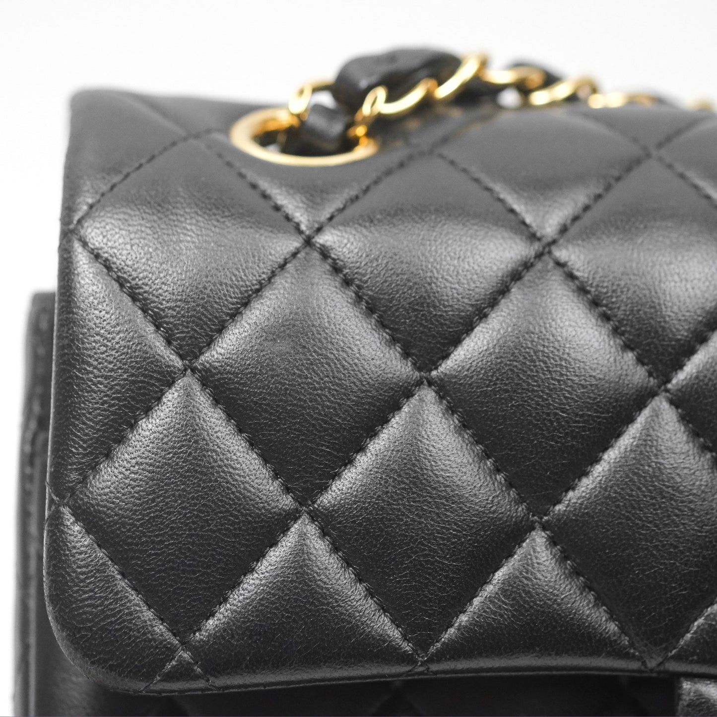 Chanel Small Classic Quilted Flap Black Lambskin Gold Hardware