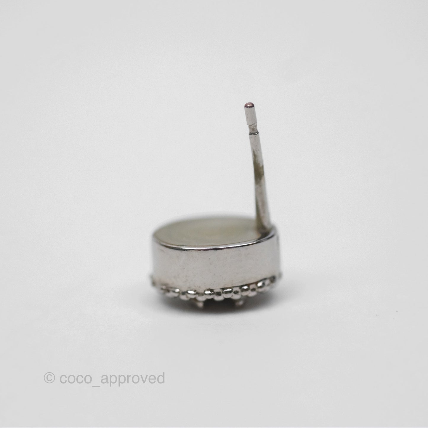 Chanel CC Round Earrings Silver Tone 19P