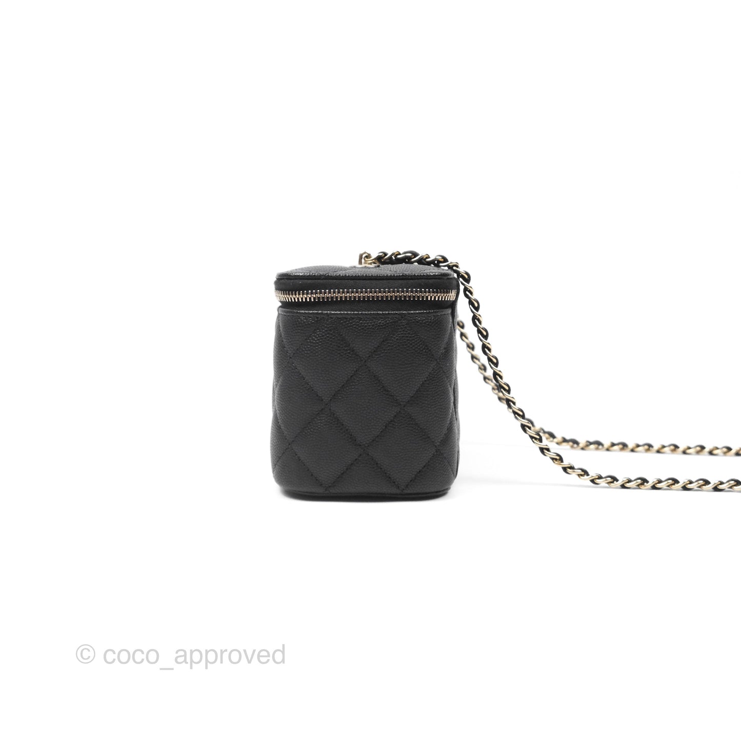 Chanel Vanity Rectangular With Chain Black Caviar Gold Hardware