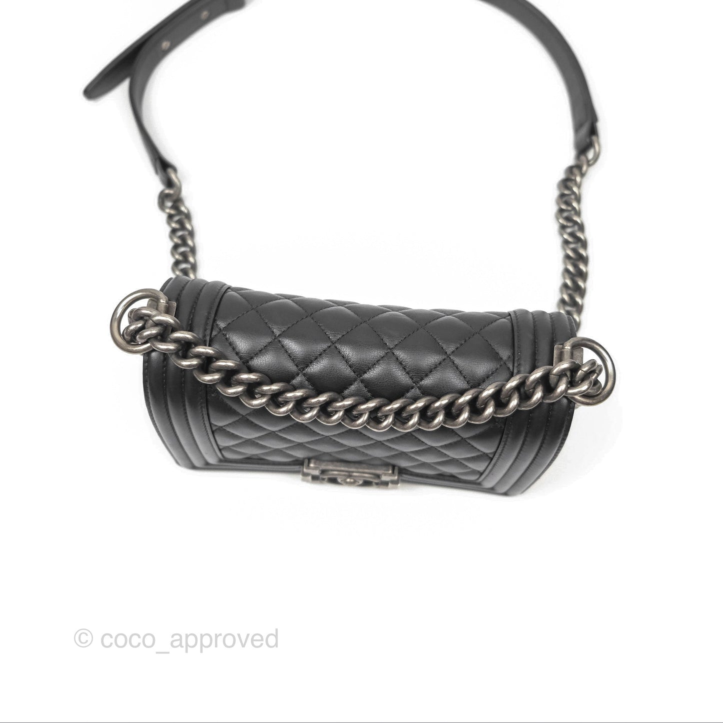 Chanel Small Boy Black Calfskin Ruthenium Hardware
