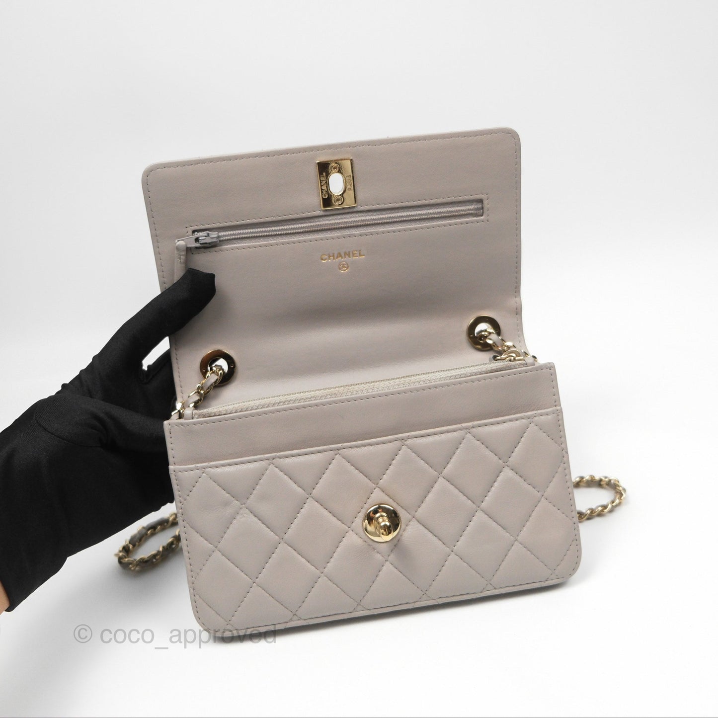 Chanel Trendy CC WOC Quilted Grey Lambskin Gold Hardware