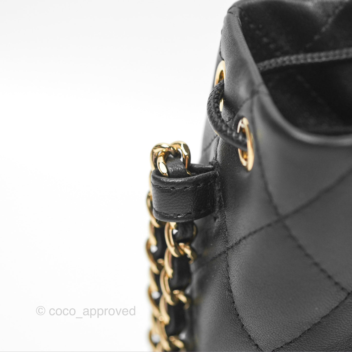 Chanel Small Bucket With Chain Black Lambskin Gold Hardware