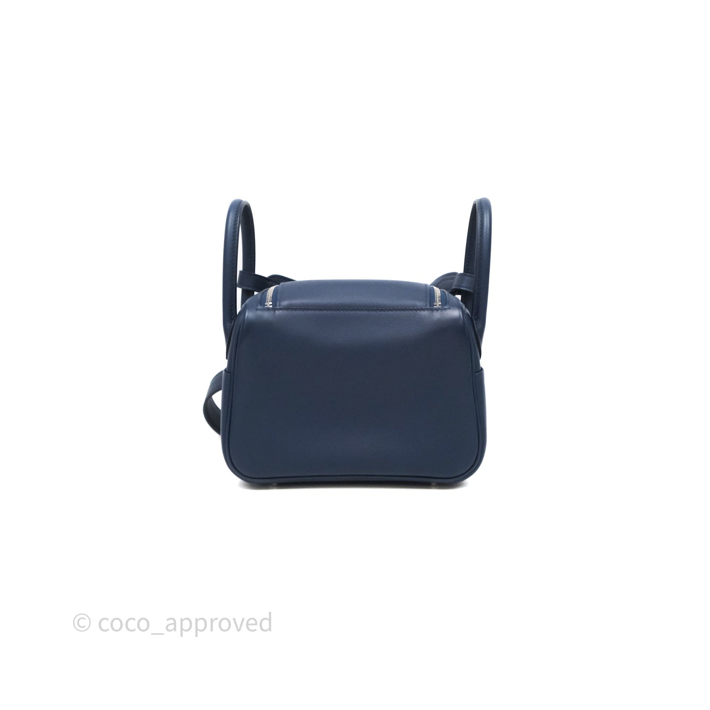 Hermès Mini Lindy II 20 Bleu Navy 7U / Rouge Grenat K1 Swift Palladium Hardware