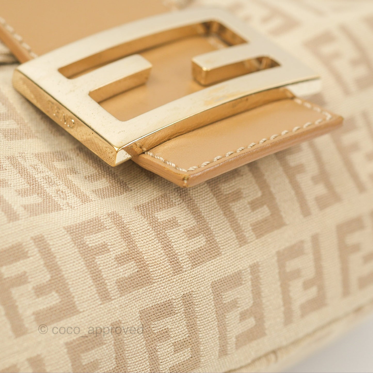 Fendi Vintage Baguette Shoulder Bag Beige Zucchino Canvas
