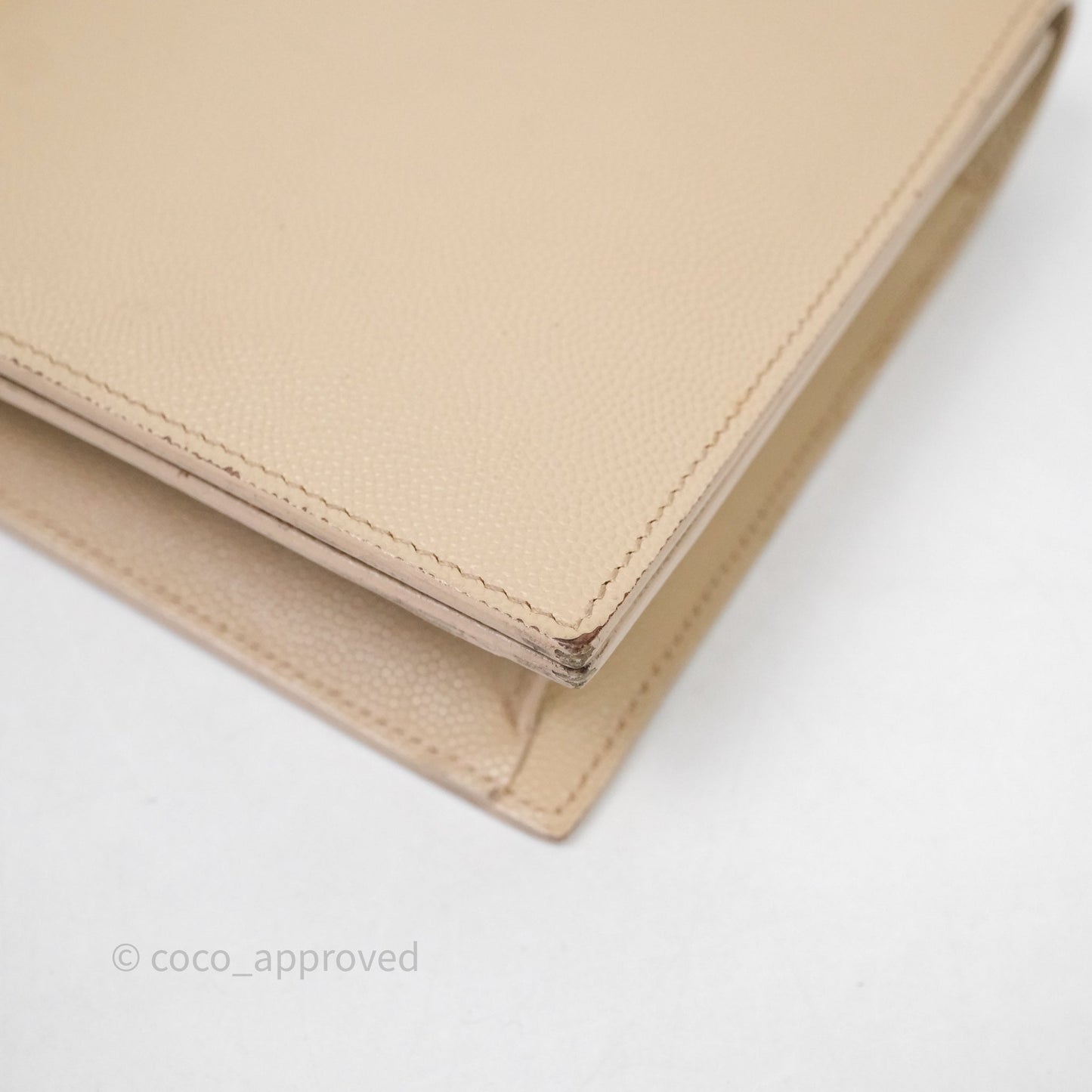 Saint Laurent Kate Clutch Monogram Beige Grain De Poudre Gold Hardware