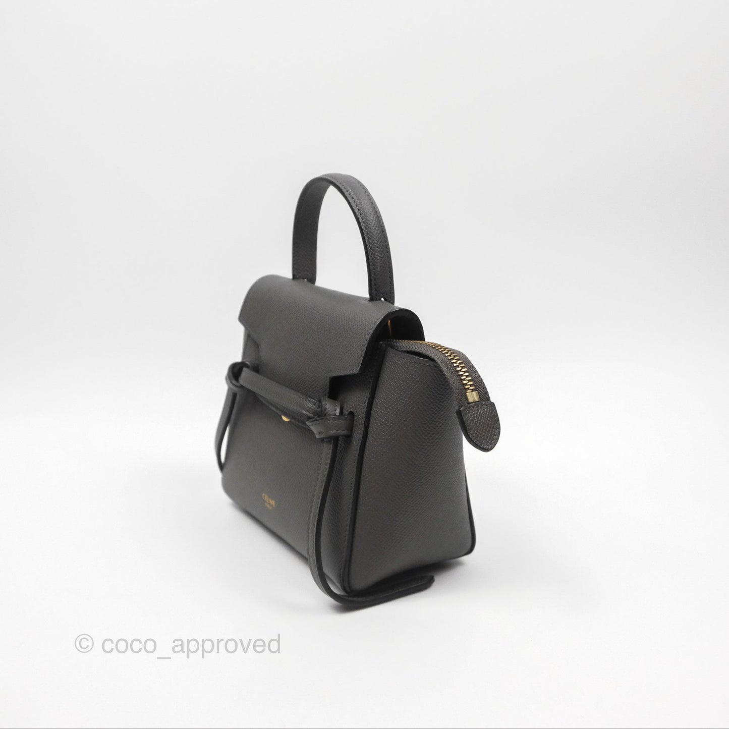 Celine Pico Belt Bag Grey Grained Calfskin Gold Hardware