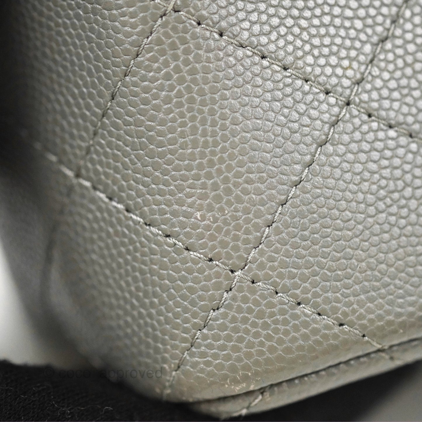 Chanel Quilted Mini Rectangular Flap Grey Caviar Silver Hardware 17B