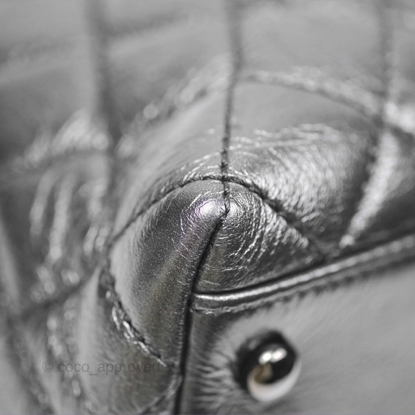 Chanel Medium Coco Handle Quilted Aged Calfskin Iridescent Dark Grey So Black Hardware