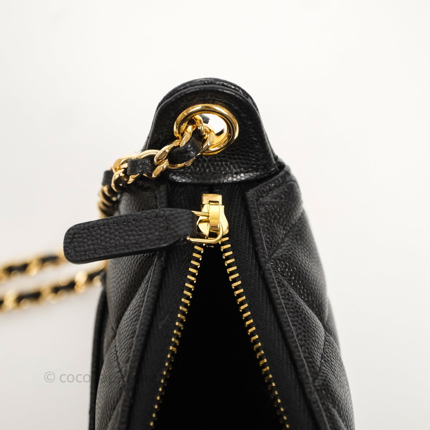 Chanel Clutch on Chain Black Caviar Gold Hardware 25A