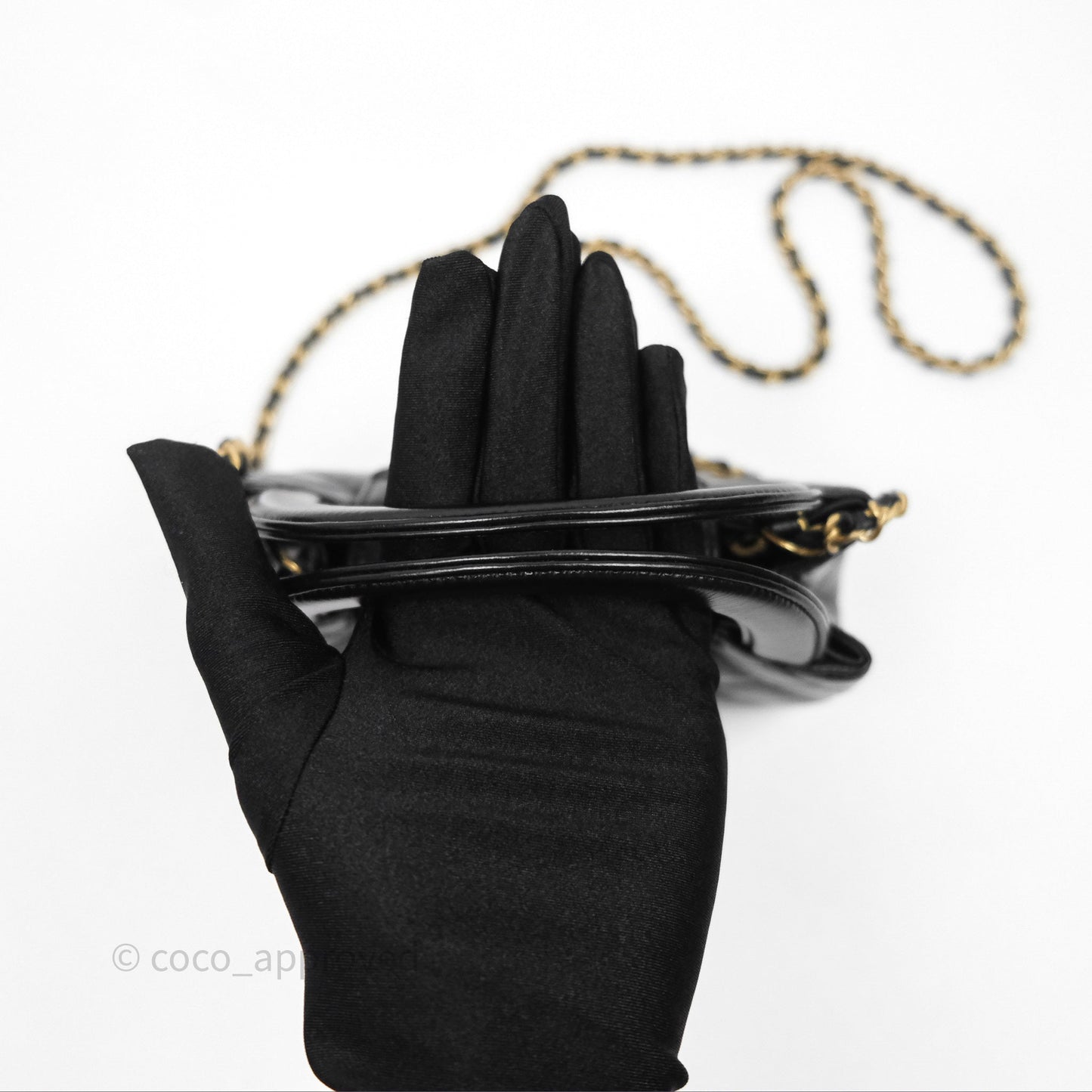 Chanel Kelly Bag Quilted Black Shiny Crumpled Calfskin Aged Gold Hardware