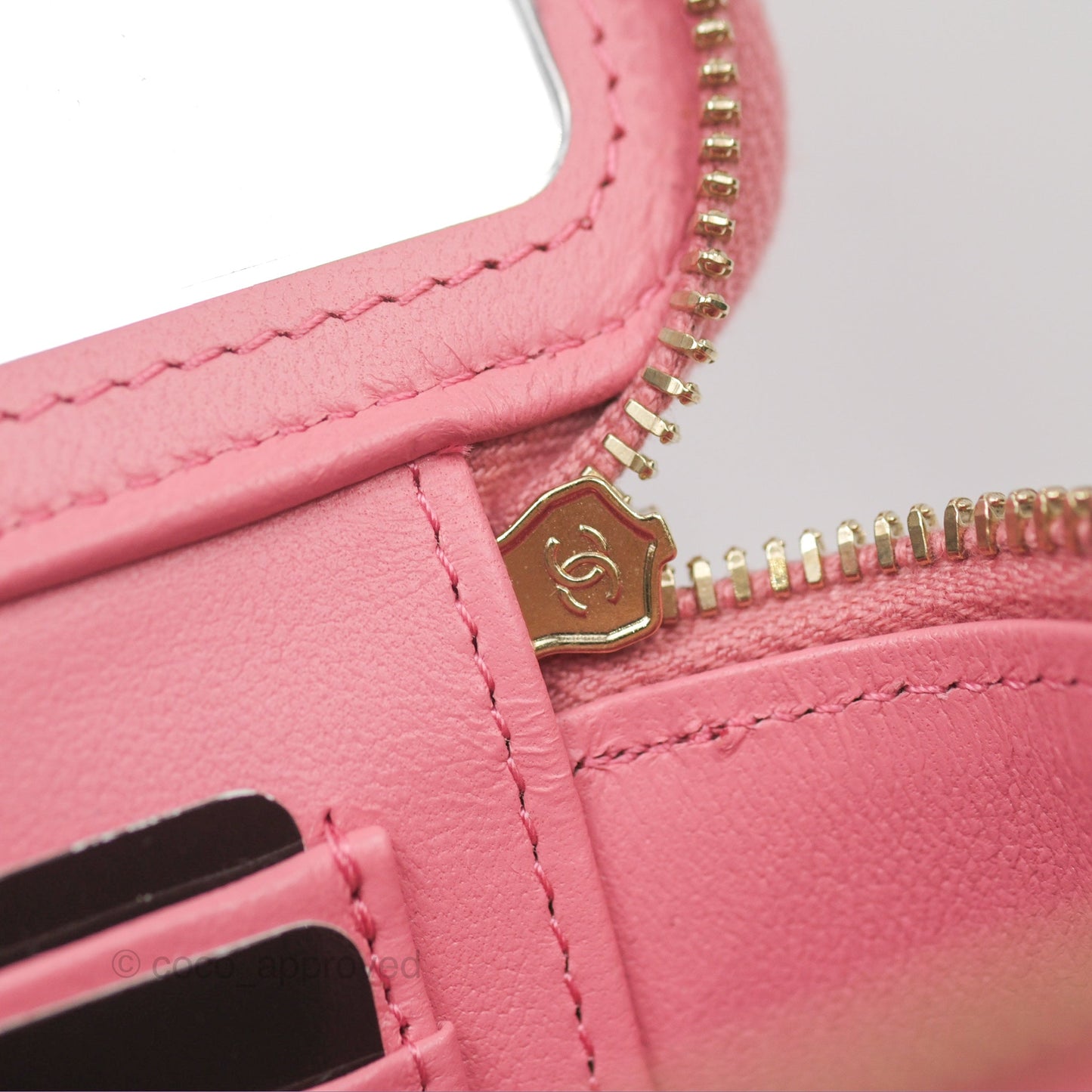 Chanel Vanity Rectangular Top Handle Pink Lambskin Gold Hardware