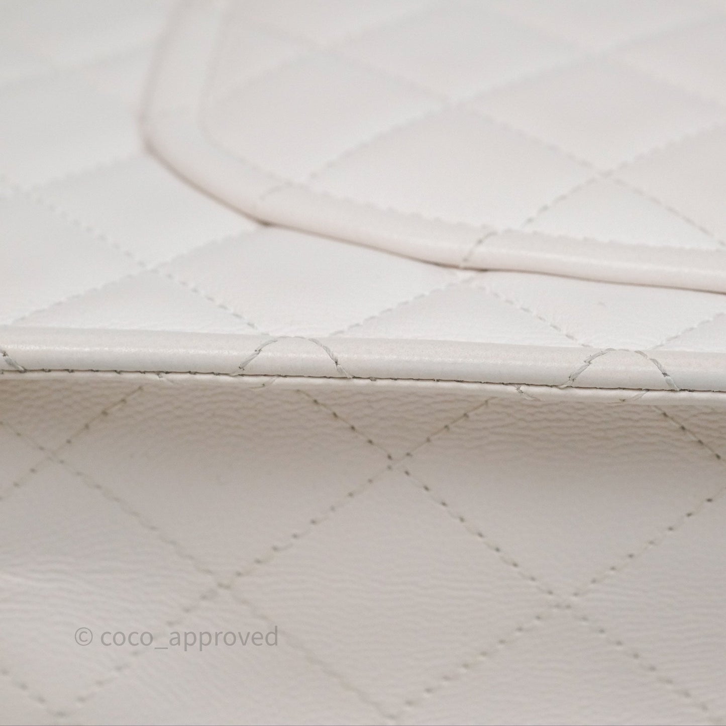 Chanel Large Quilted Sweet Classic Flap White Caviar Aged Gold Hardware