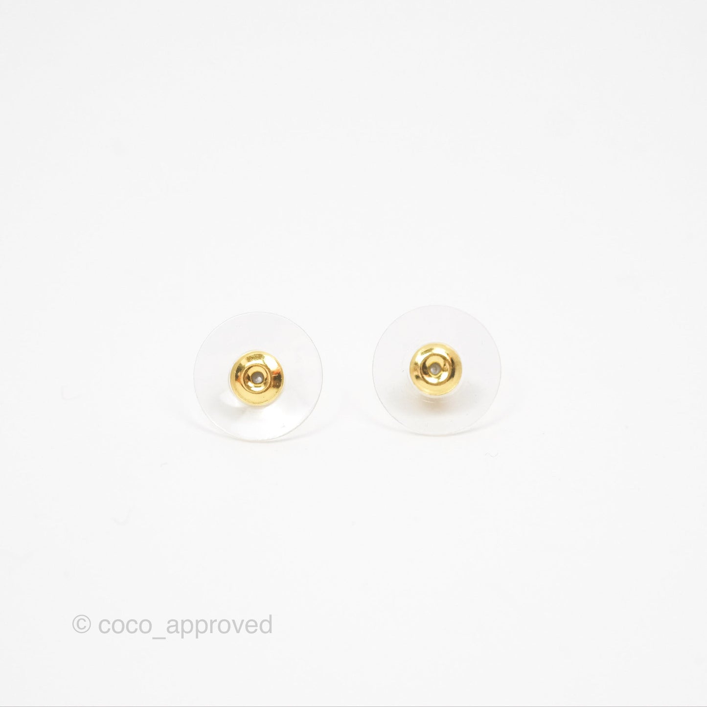 Chanel CC Round Earrings Black Pink Gold Tone 24C