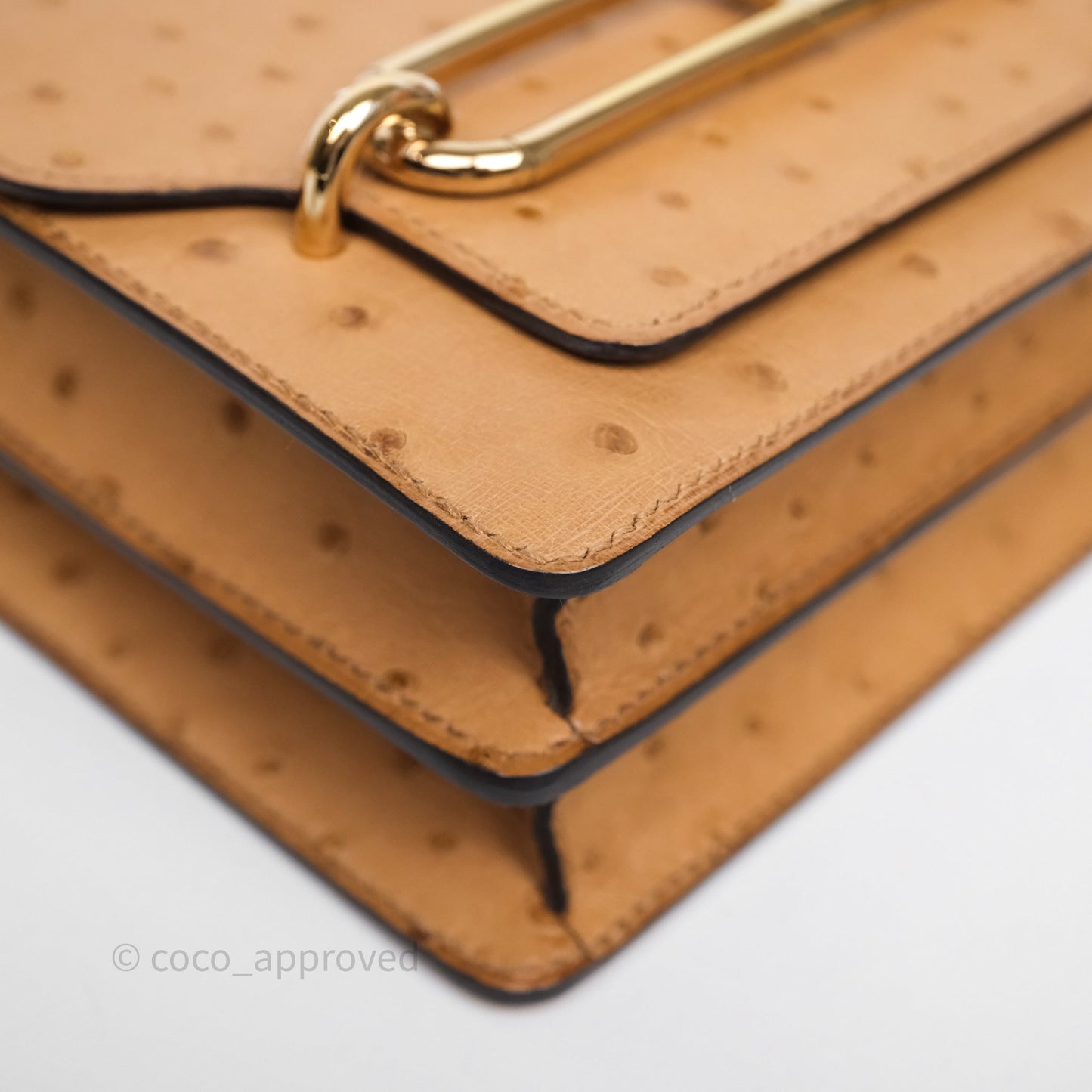 Hermès Roulis Mini 18 Chai 0M Ostich Gold Hardware