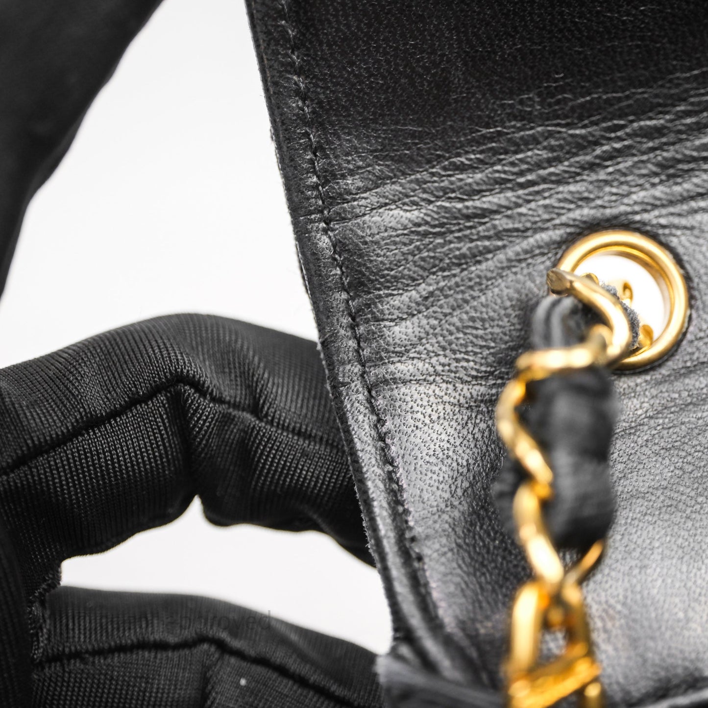 Chanel Vintage Small Flap Bag Black Grosgrain 24K Gold Hardware