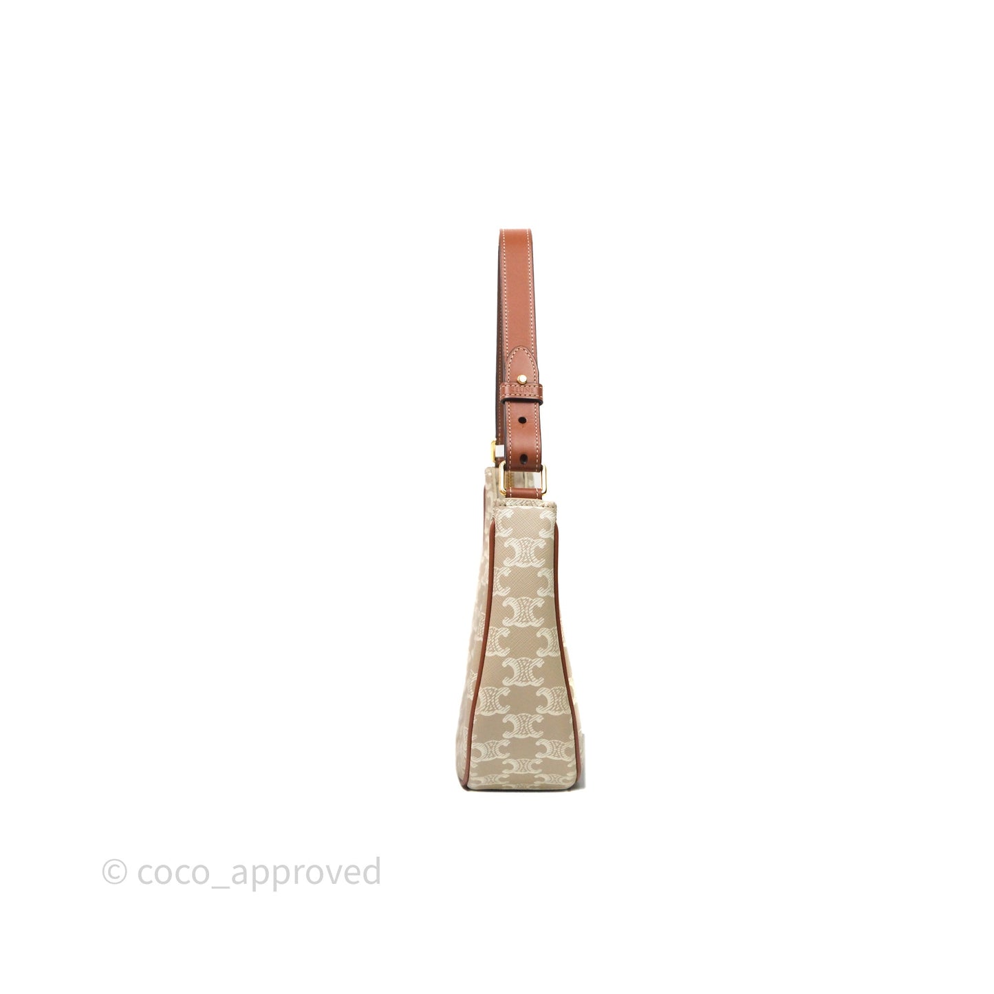 Celine Ava Bag In Triomphe Canvas Calfskin Grege