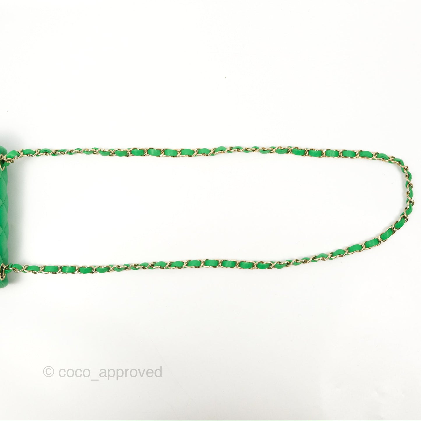 Chanel Quilted Mini Square Green Lambskin Gold Hardware