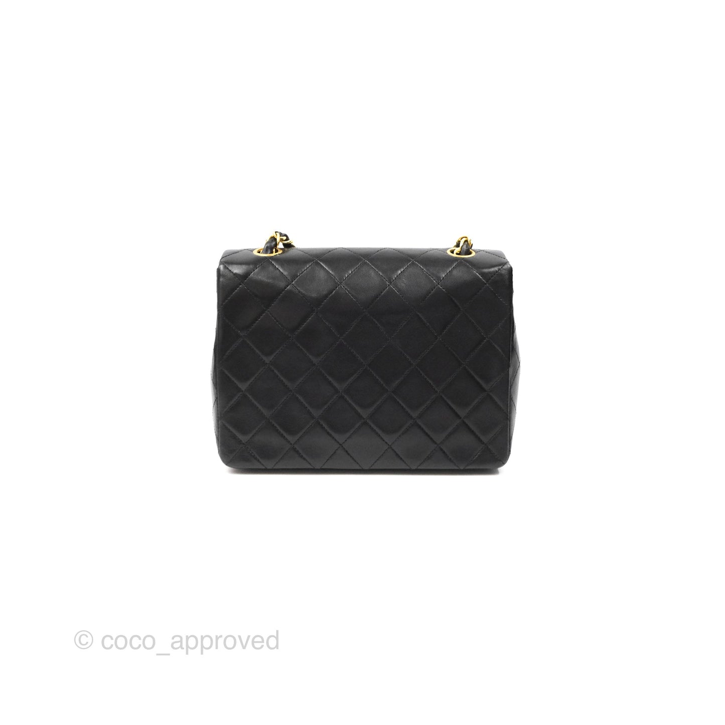 Chanel Vintage Square Flap Bag Black Lambskin 24K Gold Hardware