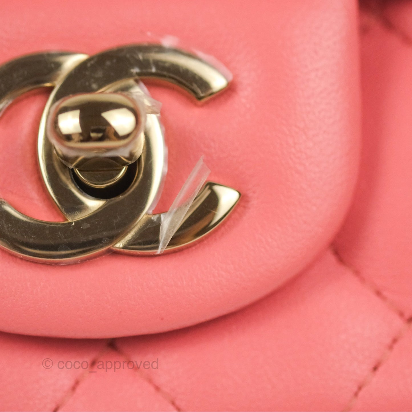 Chanel Quilted Mini Square Flap Pink Lambskin Gold Hardware
