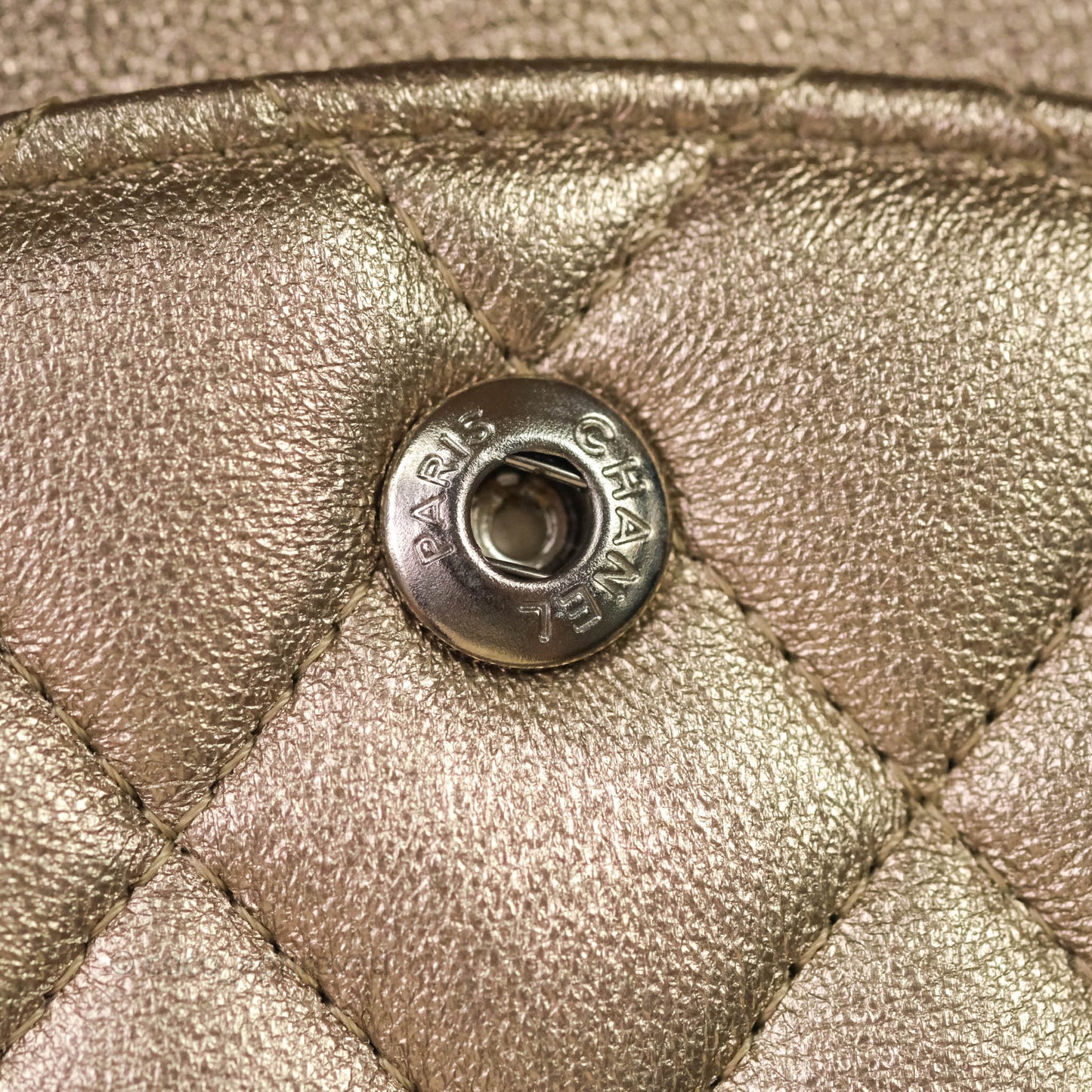 Chanel Classic M/L Medium Double Flap Metallic Bronze Lambskin Matte Silver Hardware