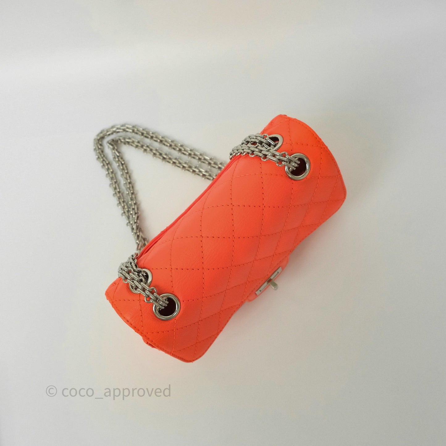 Chanel Mini Reissue 224 Tangerine Orange Goatskin Silver Hardware