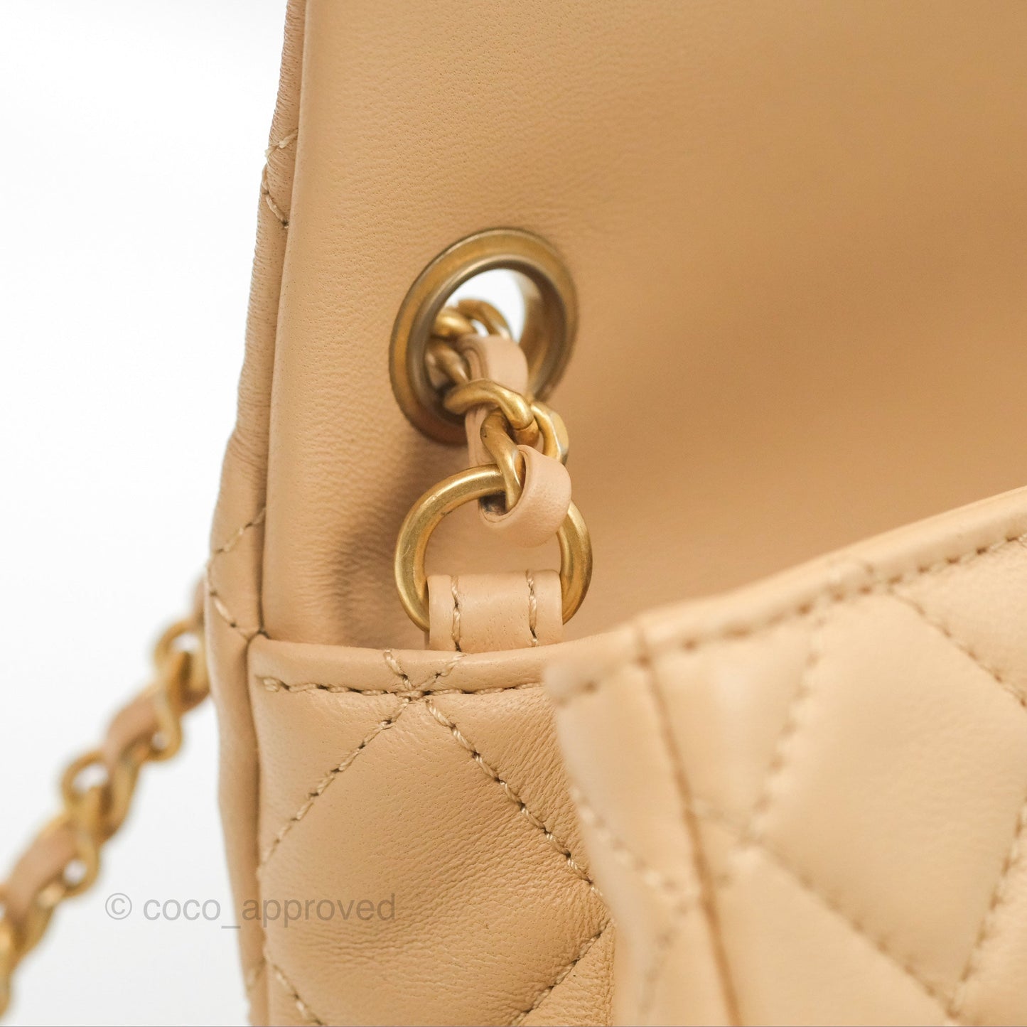Chanel Mini Rectangular Pearl Crush Beige Lambskin Aged Gold Hardware