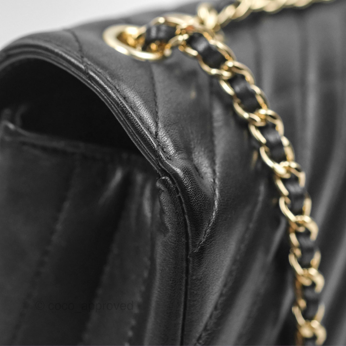 Chanel Small Statement Chevron Flap Bag Black Calfskin Gold Hardware
