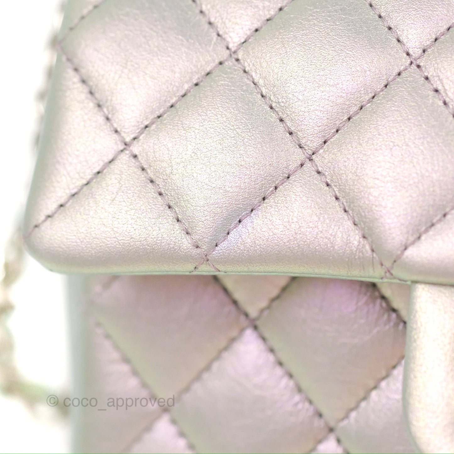 Chanel Quilted Mini Rectangular Iridescent Lilac Calfskin Silver Hardware
