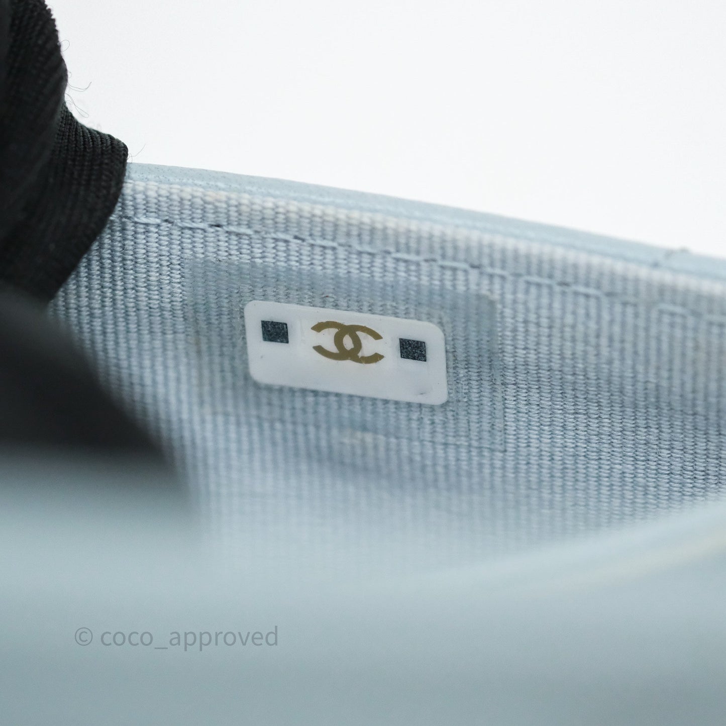 Chanel 19 Flap Card Holder Light Blue Lambskin