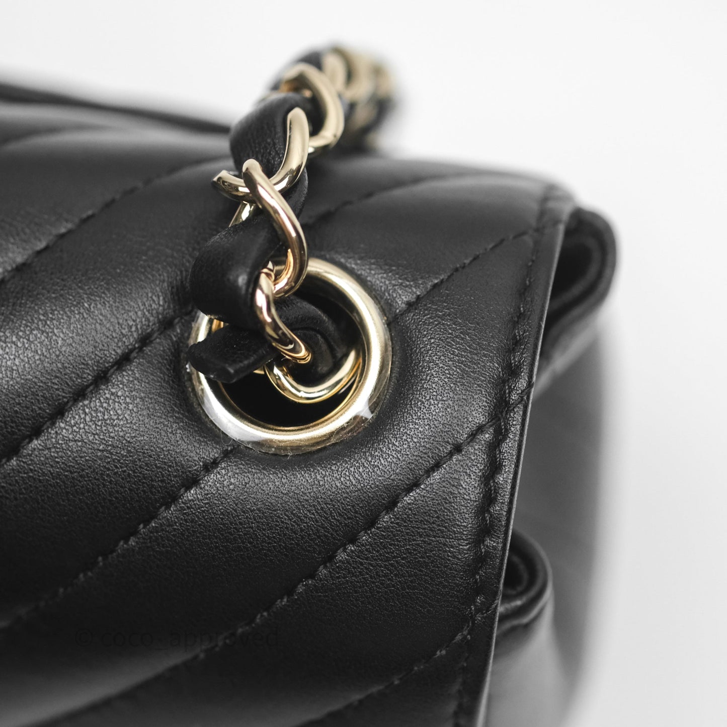 Chanel Mini Square Black Chevron Lambskin Gold Hardware