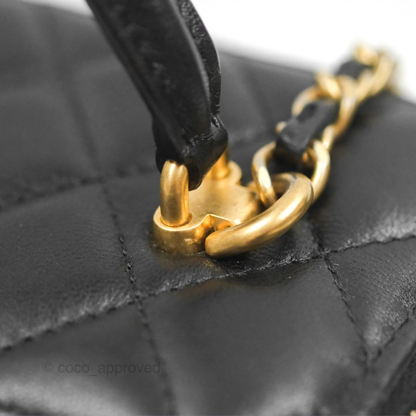 Chanel Vanity Rectangular Metal Top Handle Black Lambskin Aged Gold Hardware 22B
