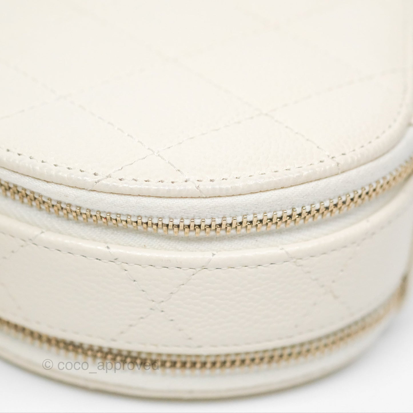 Chanel Mini Round Vanity Bag Handle With Care Ivory Caviar