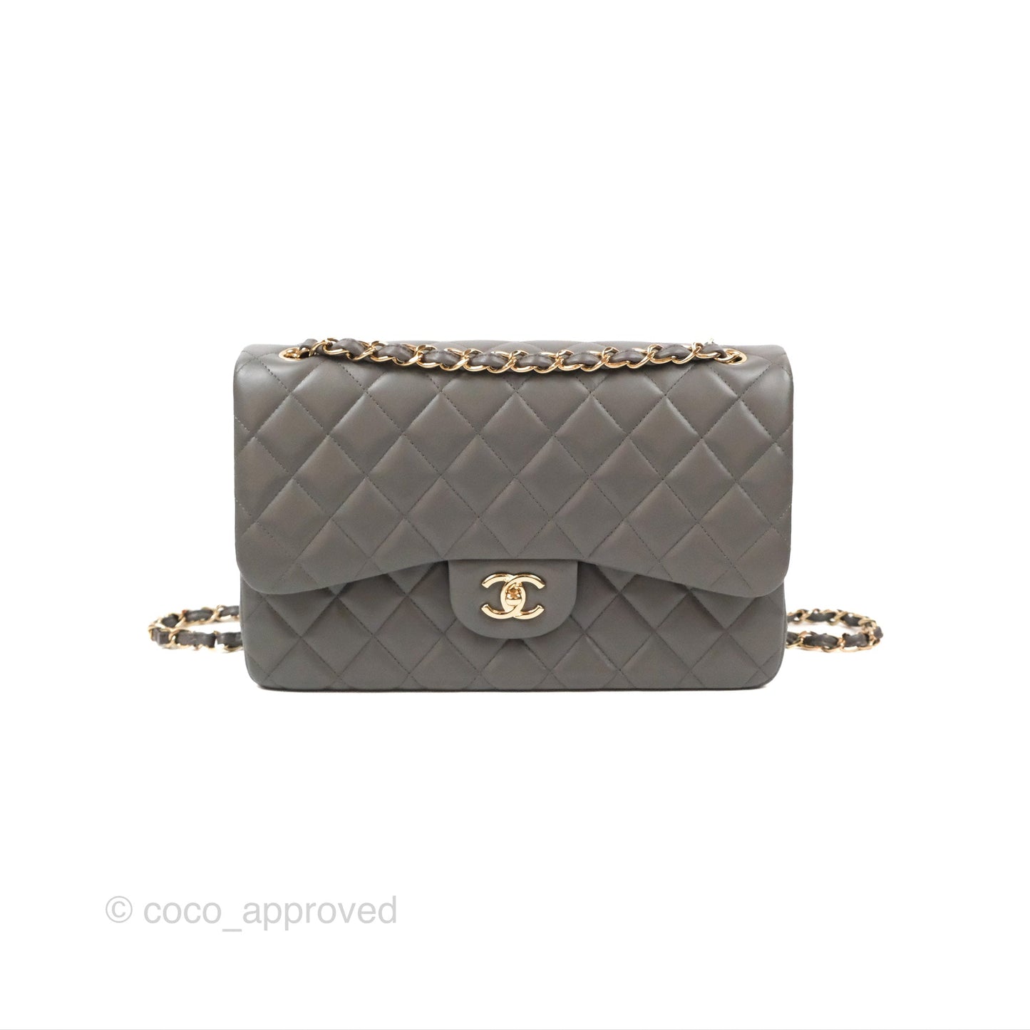 Chanel Jumbo Double Flap Dark Grey Lambskin Gold Hardware⁣⁣