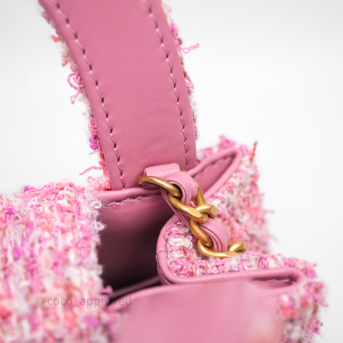 Chanel Kelly Bag Pink Tweed Aged Gold Hardware