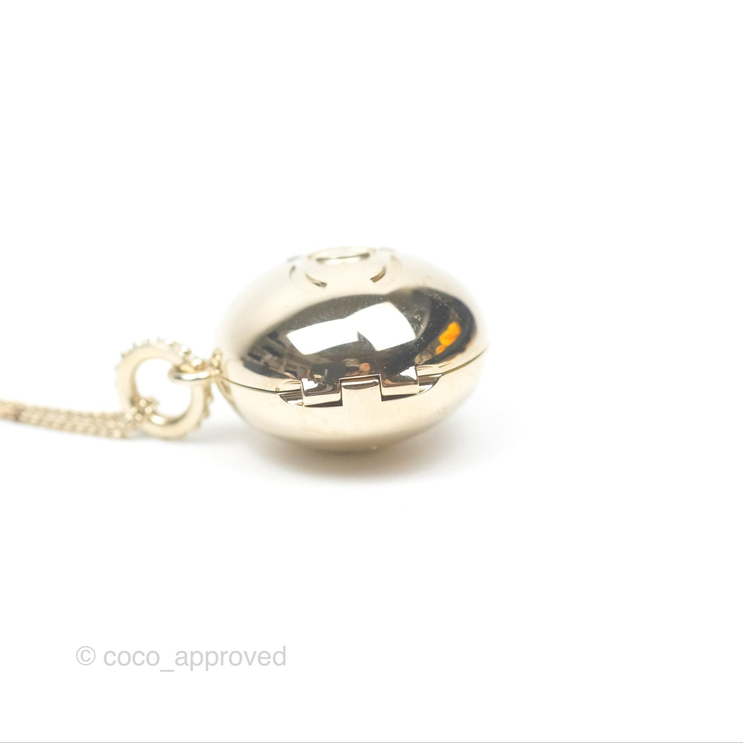 Chanel CC Sphere Locket Necklace Gold Tone 21S