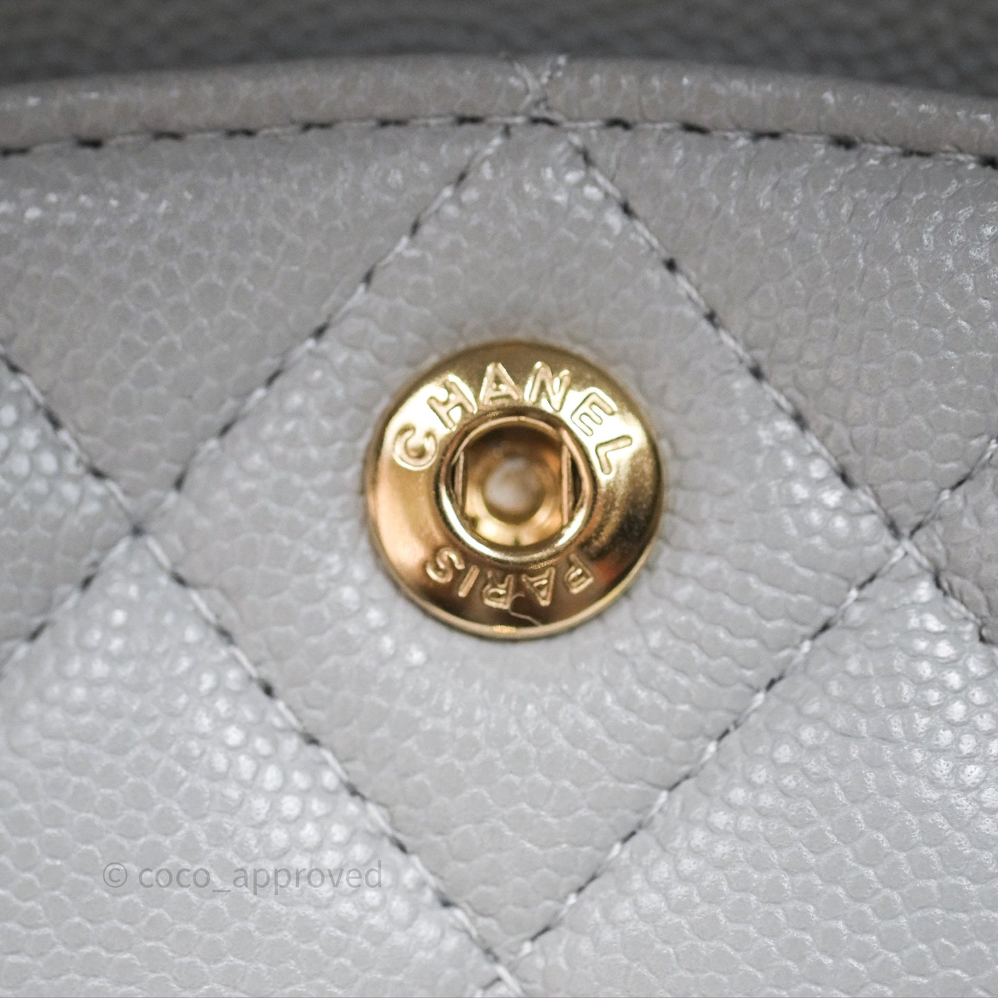 Chanel Small Classic Flap Quilted Grey Caviar Gold Hardware 21A