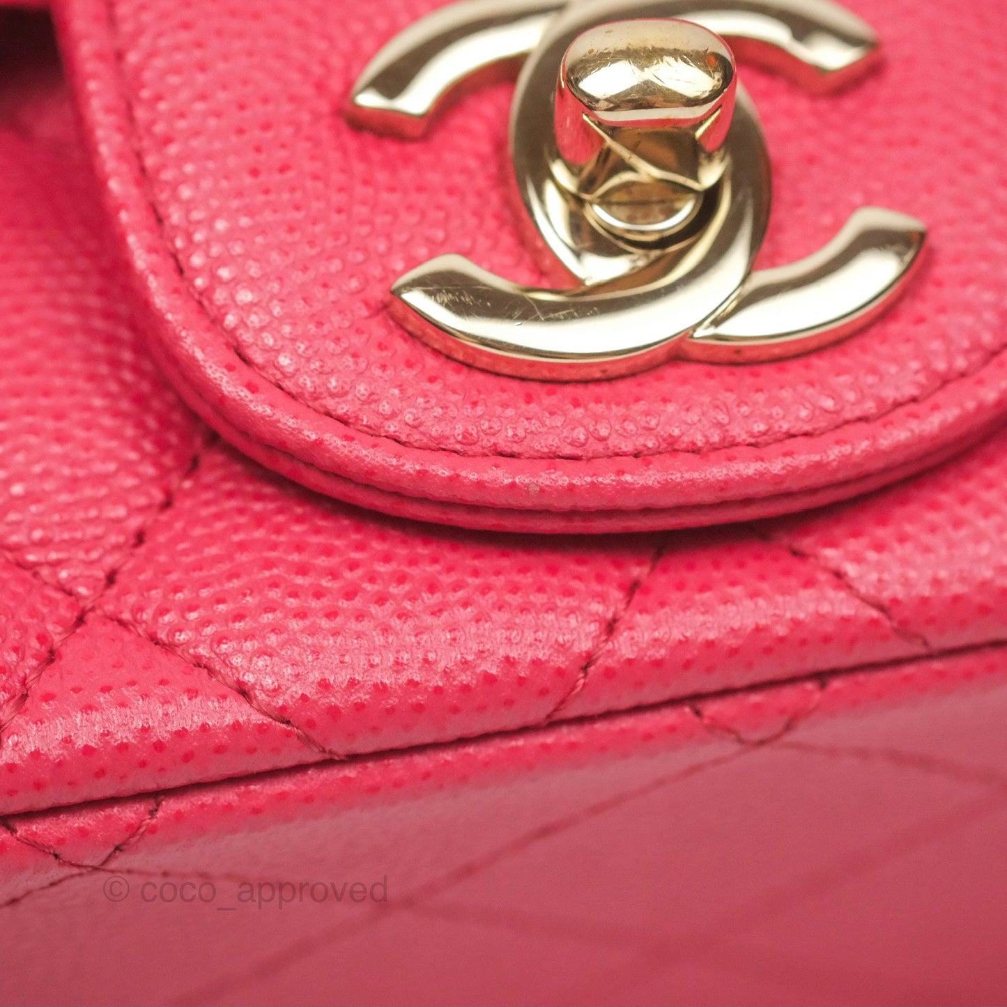 Chanel Mini Square Pink Caviar Gold Hardware 17C