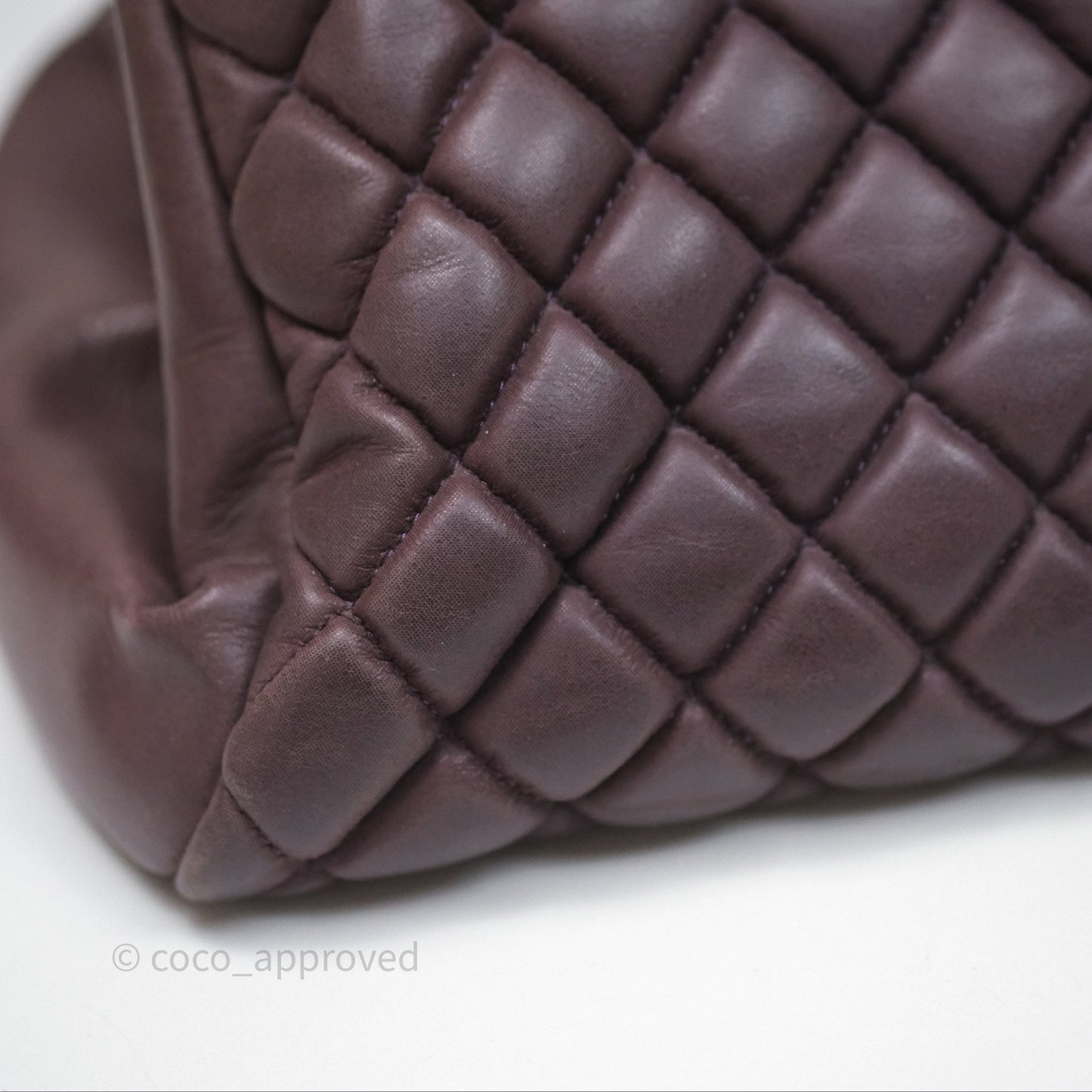 Chanel Large Mademoiselle Bowling Crumpled Calfskin Purple Ruthenium Hardware