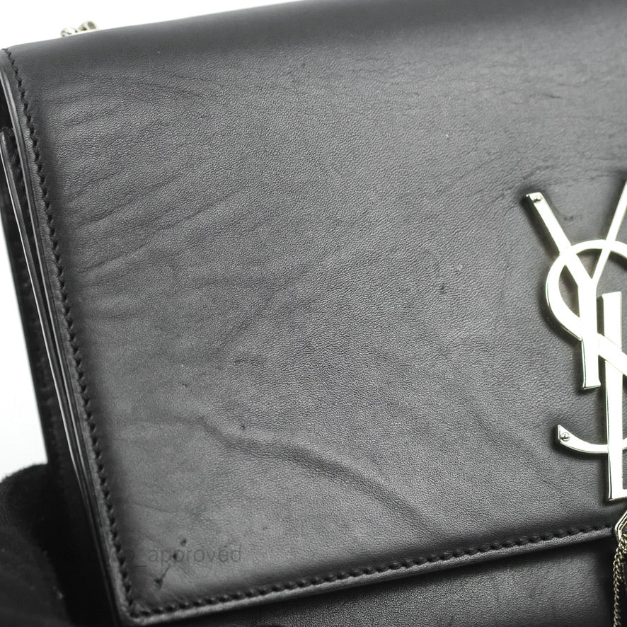 Saint Laurent Medium Kate Tassel Chain Bag Black Smooth Calfskin Silver Hardware