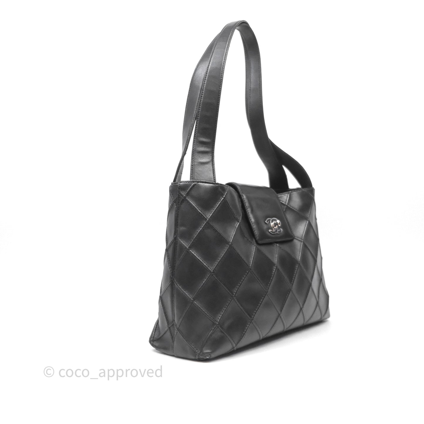 Chanel Vintage Quilted Kelly Waffle Bag Silver Hardware