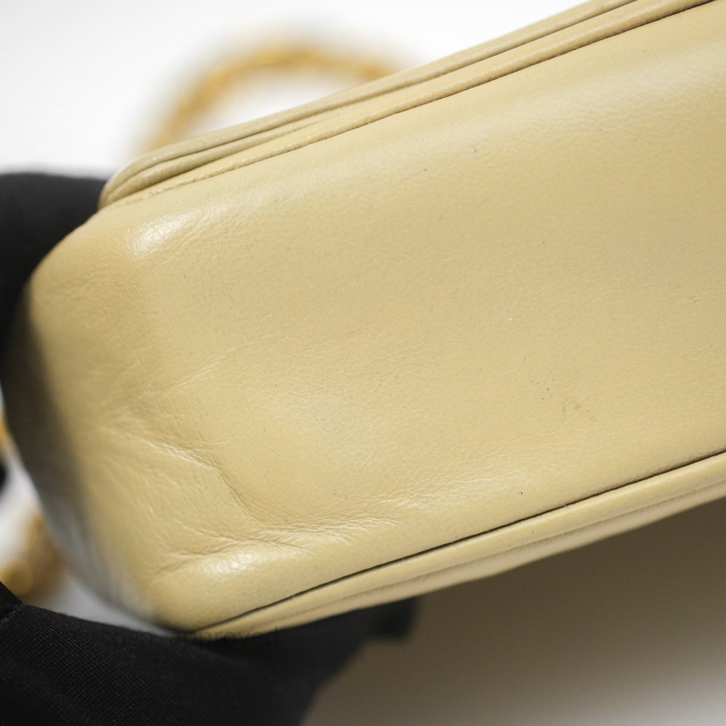 Chanel Vintage CC Flap Bag Beige Lambskin Gold Hardware