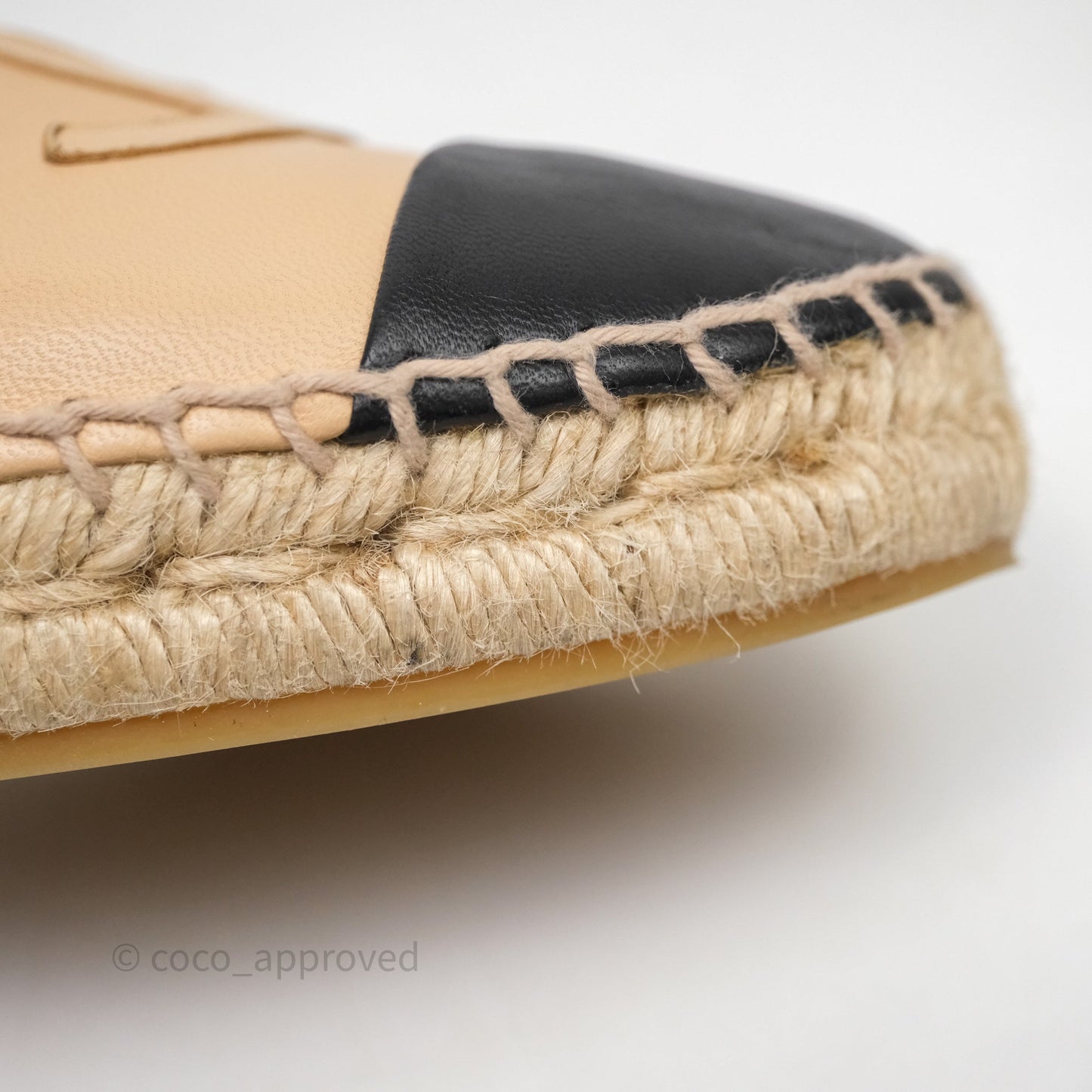 Chanel CC Espadrilles Beige Black Lambskin Size 37
