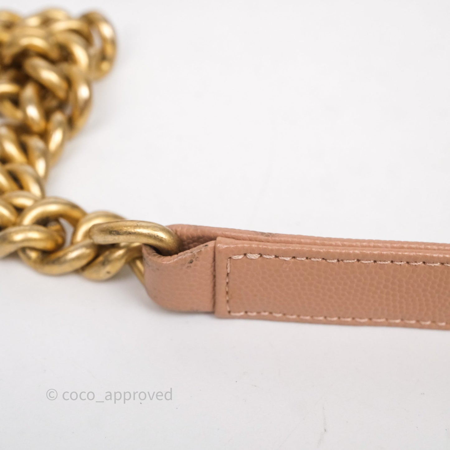 Chanel Small Boy Caviar Beige Pink Bag Aged Gold Hardware