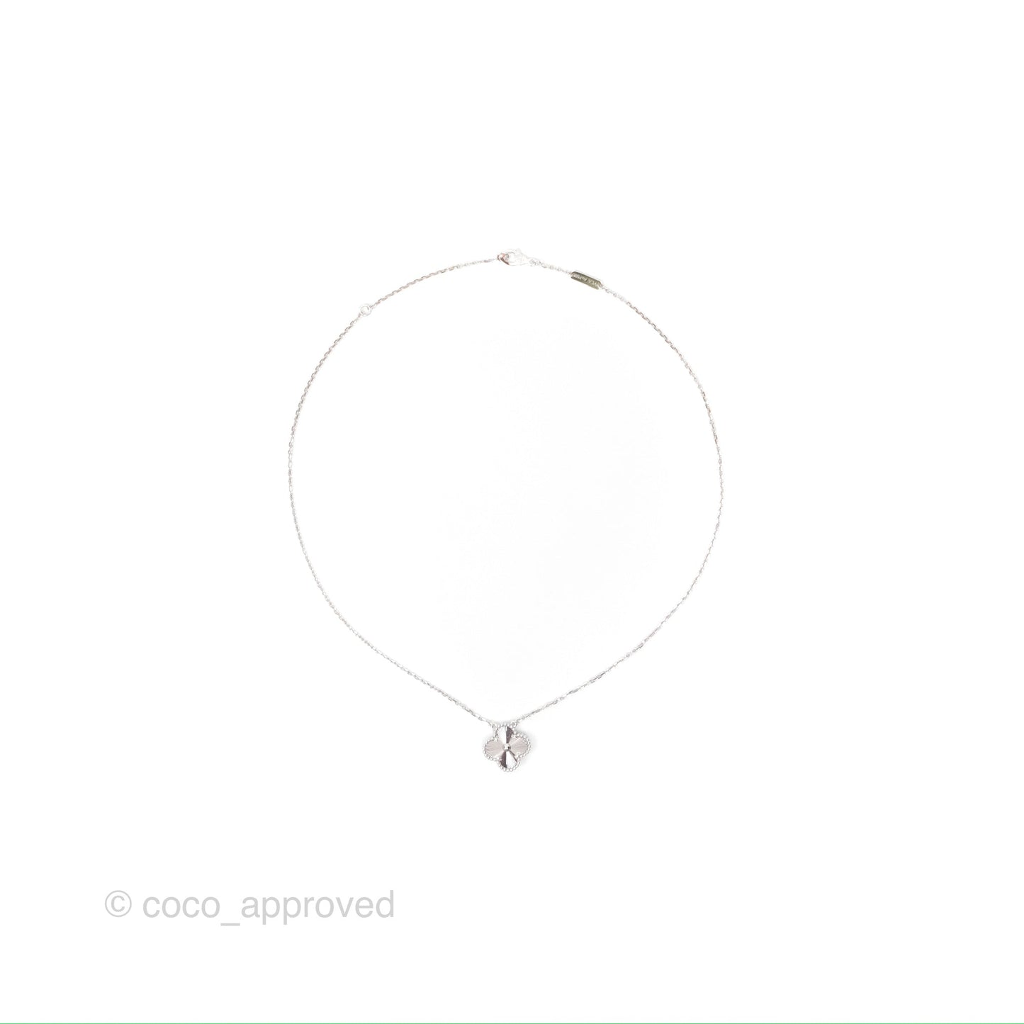 Van Cleef & Arpels Vintage Alhambra Pendant Guilloche White Gold