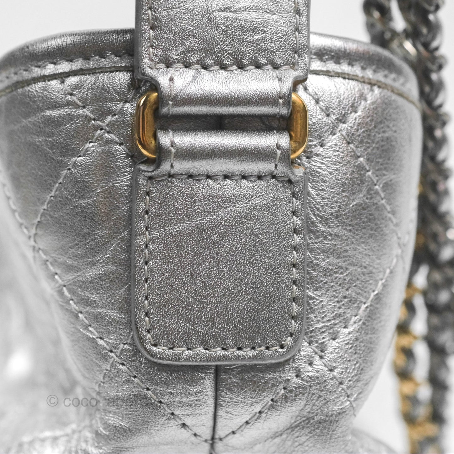 Chanel Large Gabrielle Hobo Metallic Silver Aged Calfskin Mixed Hardware