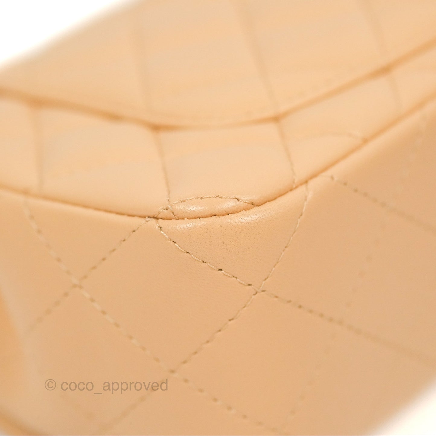 Chanel Quilted Mini Rectangular Flap Beige Lambskin Gold Hardware