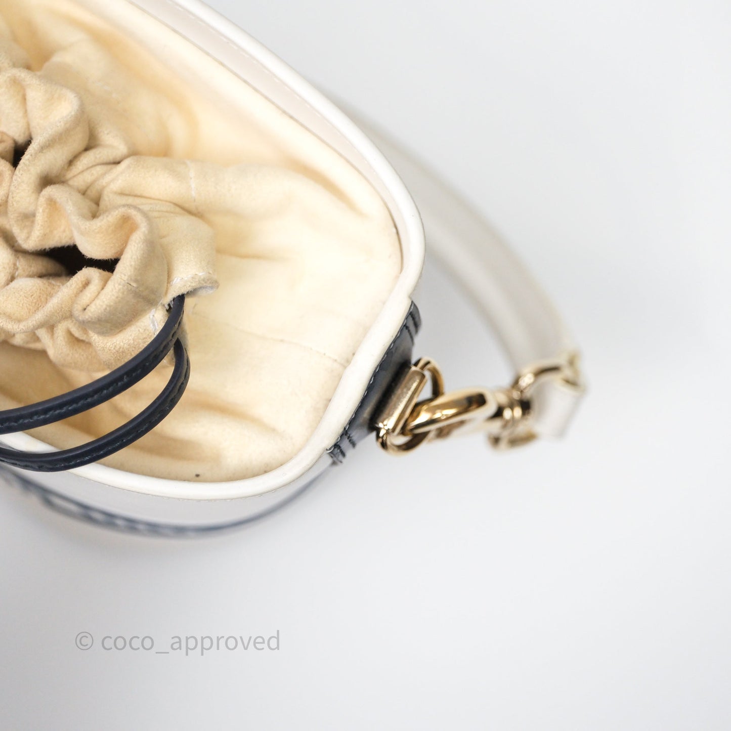 Dior Small Vibe Bucket Bag White Navy Smooth Calfskin