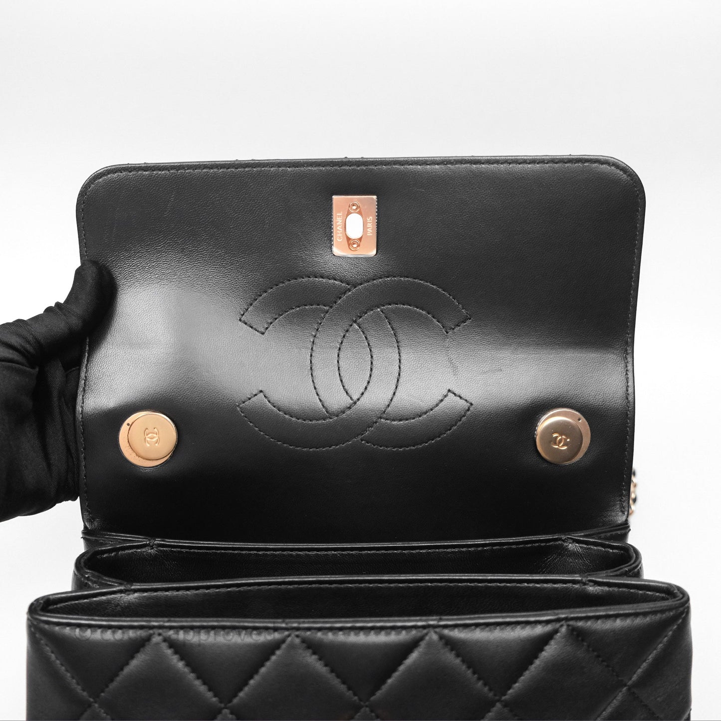 Chanel Trendy CC Small Black Lambskin Rose Gold Hardware