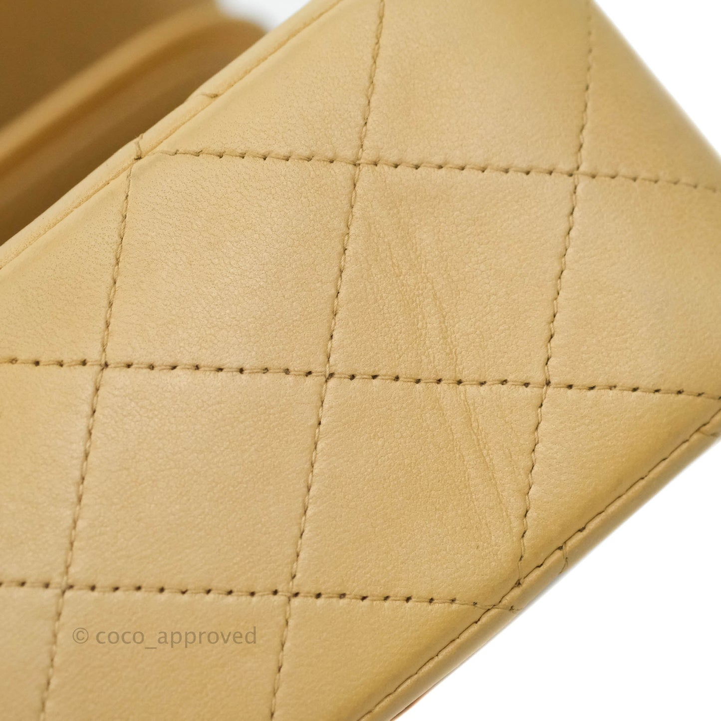 Chanel Vintage M/L Medium Double Flap Bag Beige Lambskin 24K Gold Hardware