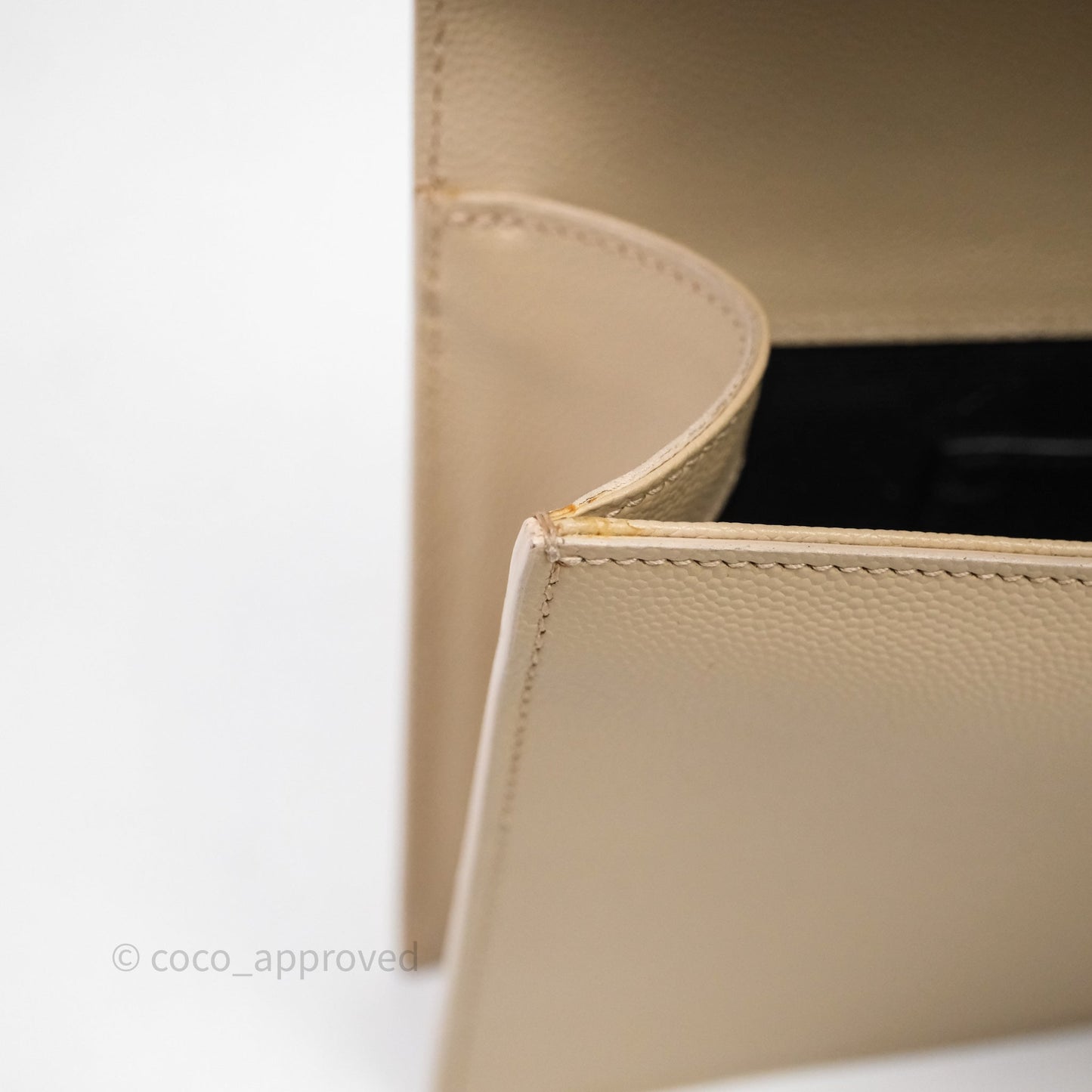 Saint Laurent Kate Clutch Monogram Beige Grain De Poudre Gold Hardware
